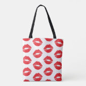 Rode lippen, rode lippenstift, kus, patroon van li tote bag (Achterkant)