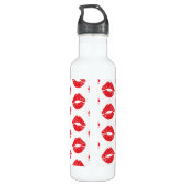 Rode lippen, rode lippenstift, kus, patroon van li waterfles (Achterkant)
