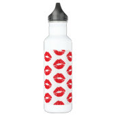 Rode lippen, rode lippenstift, kus, patroon van li waterfles (Links)