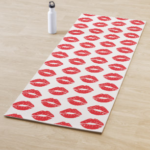 Rode lippen, rode lippenstift, kus, patroon van li yogamat