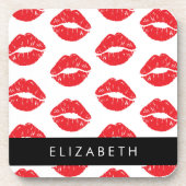 rode lippen, rode lippenstift, lippatroon, Jouw na Bier Onderzetter (Voorkant)