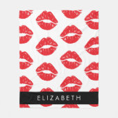 rode lippen, rode lippenstift, lippatroon, Jouw na Fleece Deken (Voorkant)