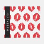 rode lippen, rode lippenstift, lippatroon, Jouw na Fleece Deken (Voorkant (Horizontaal))