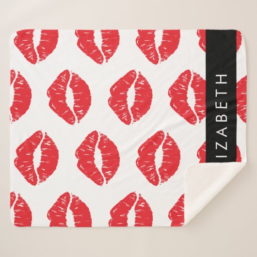 rode lippen, rode lippenstift, lippatroon, Jouw na Sherpa Deken (Voorkant (horizontaal))