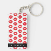 rode lippen, rode lippenstift, lippatroon, Jouw na Sleutelhanger (achterkant)