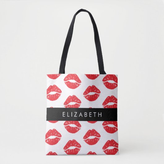 rode lippen, rode lippenstift, lippatroon, Jouw na Tote Bag (Voorkant)