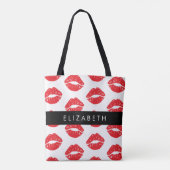 rode lippen, rode lippenstift, lippatroon, Jouw na Tote Bag (Achterkant)
