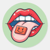 Rode lippen ronde sticker (Voorkant)