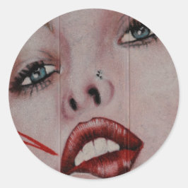 Rode lippen ronde sticker