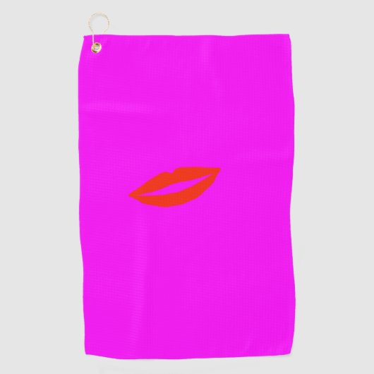 Rode lippen roze golfhanddoek (Voorkant)