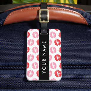 Rode lippen, roze lippen, kus, Jouw naam, personal Bagagelabel