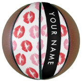 Rode lippen, roze lippen, kus, Jouw naam, personal Basketbal (Verticaal)