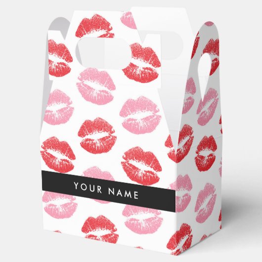 Rode lippen, roze lippen, kus, Jouw naam, personal Bedankdoosjes (Geopend)