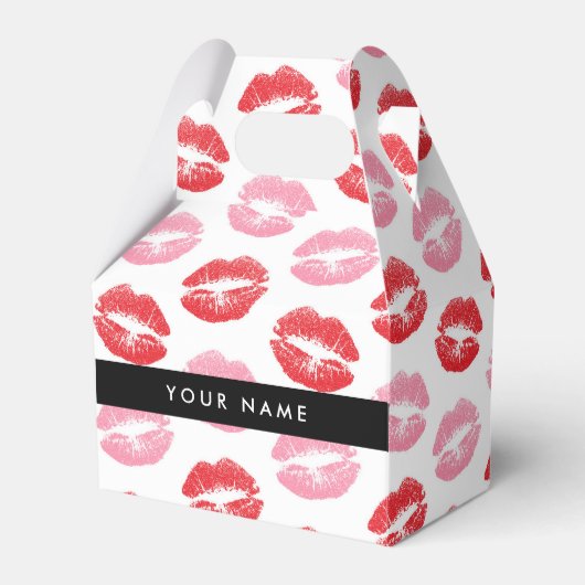 Rode lippen, roze lippen, kus, Jouw naam, personal Bedankdoosjes (Voorkant Zijde)