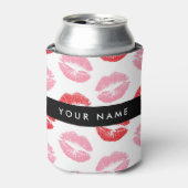 Rode lippen, roze lippen, kus, Jouw naam, personal Blikjeskoeler (Blikje Voorkant)