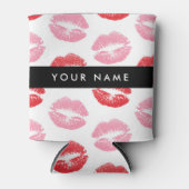 Rode lippen, roze lippen, kus, Jouw naam, personal Blikjeskoeler (Voorkant)