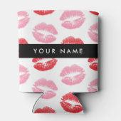 Rode lippen, roze lippen, kus, Jouw naam, personal Blikjeskoeler (Achterkant)