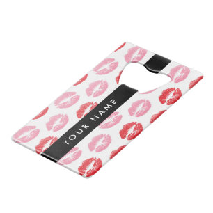 Rode lippen, roze lippen, kus, Jouw naam, personal Creditkaart Flessenopener