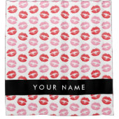 Rode lippen, roze lippen, kus, Jouw naam, personal Douchegordijn (Voorkant)