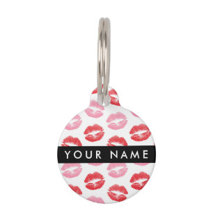 Rode lippen, roze lippen, kus, Jouw naam, personal Huisdierpenning