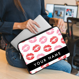 Rode lippen, roze lippen, kus, Jouw naam, personal Laptop Sleeve