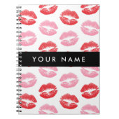 Rode lippen, roze lippen, kus, Jouw naam, personal Notitieboek (Voorkant)
