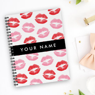 Rode lippen, roze lippen, kus, Jouw naam, personal Notitieboek