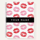 Rode lippen, roze lippen, kus, Jouw naam, personal Notitieboek (Voorkant)