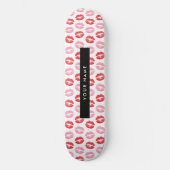 Rode lippen, roze lippen, kus, Jouw naam, personal Persoonlijk Skateboard (Voorkant)