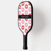 Rode lippen, roze lippen, kus, Jouw naam, personal Pickleball Paddle (Links)