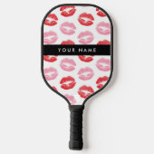 Rode lippen, roze lippen, kus, Jouw naam, personal Pickleball Paddle (Achterkant)