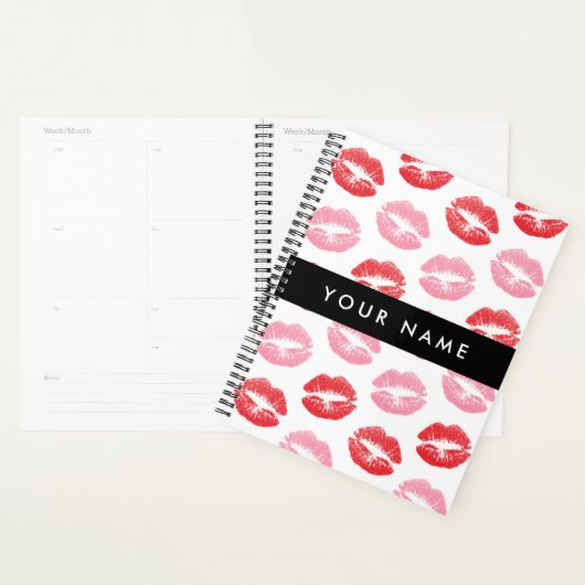 Rode lippen, roze lippen, kus, Jouw naam, personal Planner (Display)