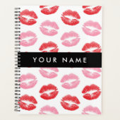 Rode lippen, roze lippen, kus, Jouw naam, personal Planner (Voorkant)