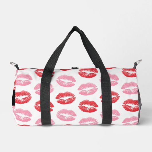 Rode lippen, roze lippen, kus, Jouw naam, personal Plunjezak (Voorkant)