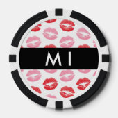 Rode lippen, roze lippen, kus, Jouw naam, personal Poker Chips (Voorkant)