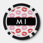 Rode lippen, roze lippen, kus, Jouw naam, personal Poker Chips (Achterkant)