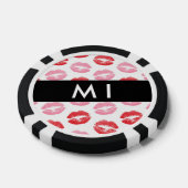 Rode lippen, roze lippen, kus, Jouw naam, personal Poker Chips (Enkel)