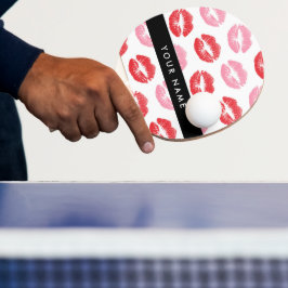 Rode lippen, roze lippen, kus, Jouw naam, personal Tafeltennisbatje