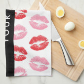 Rode lippen, roze lippen, kus, Jouw naam, personal Theedoek (Quarter Fold)