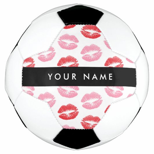 Rode lippen, roze lippen, kus, Jouw naam, personal Voetbal (Voorkant)