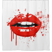 Rode lippen schoonheidsmake-up kus mode douchegordijn (Voorkant)
