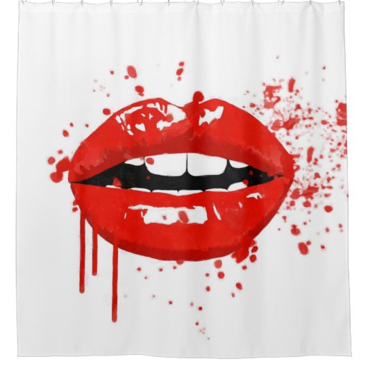 Rode lippen schoonheidsmake-up kus mode douchegordijn (Voorkant)