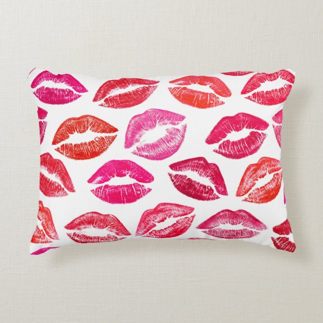 Rode lippen set, witte achtergrond. accent kussen (Voorkant)