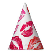 Rode lippen set, witte achtergrond. feesthoedjes (Rechts)