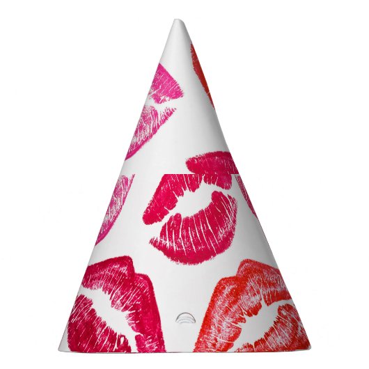 Rode lippen set, witte achtergrond. feesthoedjes (Rechts)