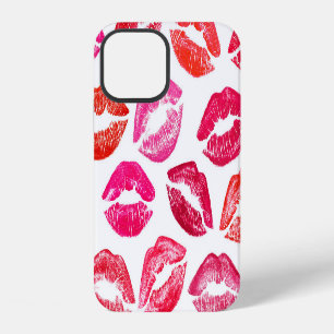 Rode lippen set, witte achtergrond. iPhone 12 hoesje