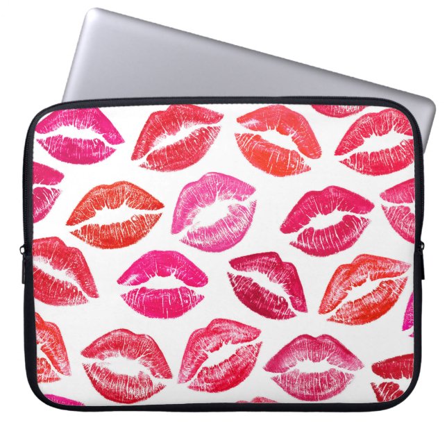 Rode lippen set, witte achtergrond. laptop sleeve (Voorkant)
