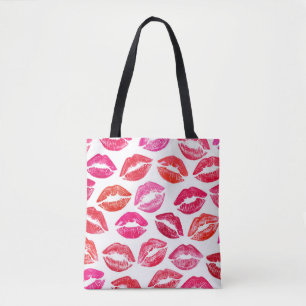 Rode lippen set, witte achtergrond. tote bag