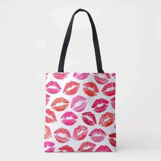 Rode lippen set, witte achtergrond. tote bag (Voorkant)