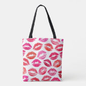 Rode lippen set, witte achtergrond. tote bag (Achterkant)